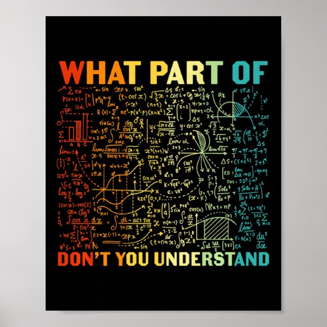 What Part Of You Dont Understand Mathematics Math  Poster (Front)