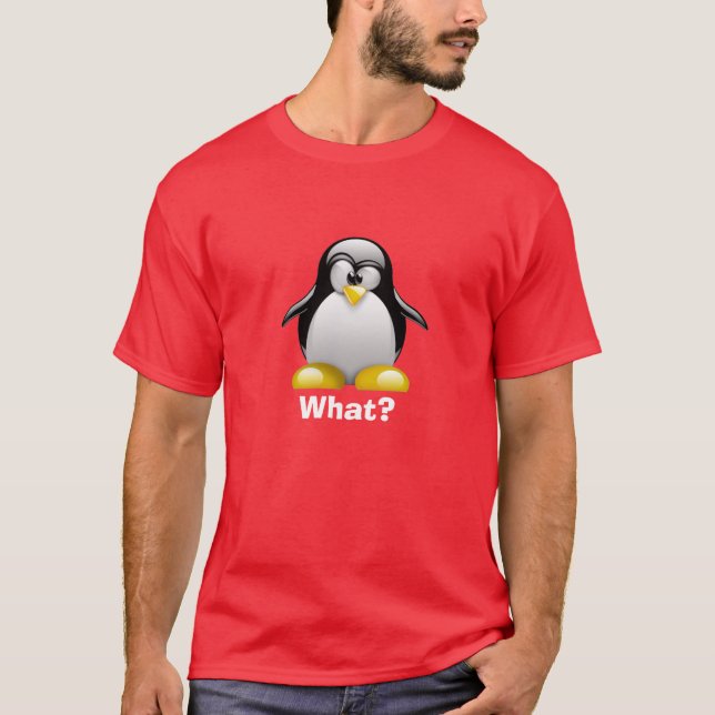 What? Penguin (Mens Red) T-Shirt (Front)