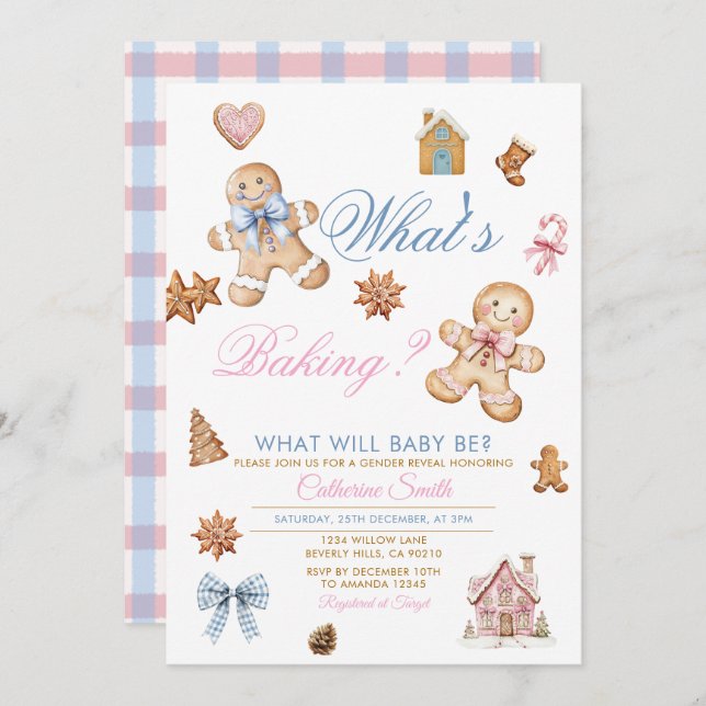 What’s Baking Gingerbread Gender Reveal Invitation (Front/Back)