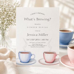 What’s Brewing Tea Cup Gender Reveal Invitation