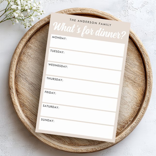 What 's for dinner light brown weekly planner post-it notes (What 's for dinner light brown weekly planner post-it notes)