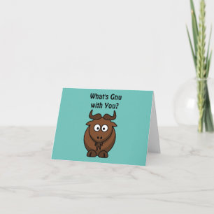 What’s Gnu, Funny Buffalo Cartoon Animal Pun Card