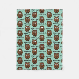 What’s Gnu, Funny Buffalo Cartoon Animal Pun Fleece Blanket
