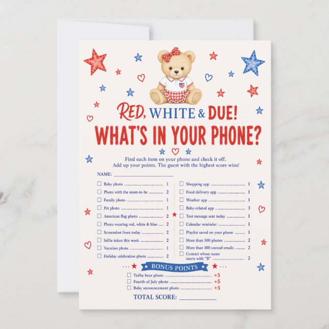 What’s In Your Phone Game Invitation (Front)