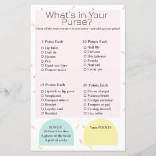 What’s in Your Purse? Bridal or Baby Shower Game 