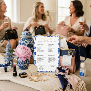 What’s in Your Purse? Bridal  Shower Blue Game Invitation