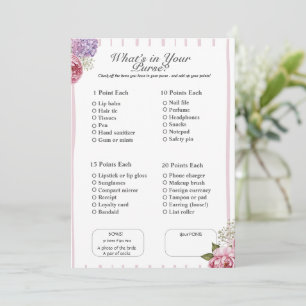 What’s in Your Purse? Bridal  Shower floral Game Invitation