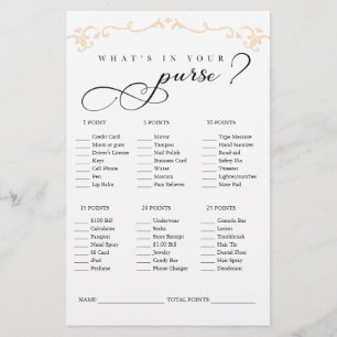 What’s in Your Purse? Bridal Shower Game – Elegant