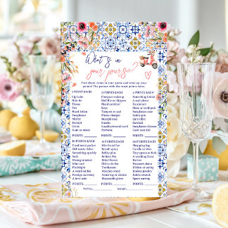 What s in your purse italian bridal shower game