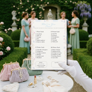 What’s in Your Purse? Romantic Floral Game Invitation