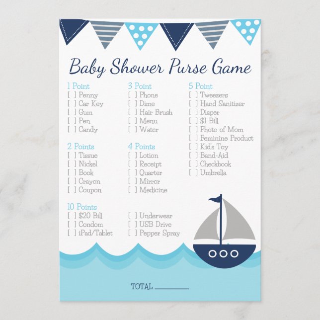What’s in Your Purse? – Sailor Baby Shower Game Programme (Front)