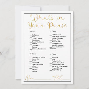 What;s In Your Purse White and Gold Bridal Shower Invitation