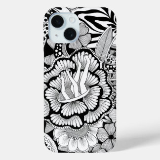 What’s Next? – Black and White Surreal Hand-Drawn iPhone 15 Case