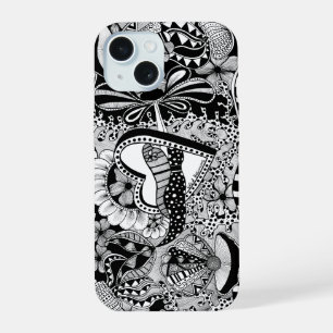What’s Next? – Black and White Surreal Hand-Drawn  iPhone 15 Case