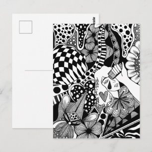 What’s Next? – Black and White Surreal Hand-Drawn Postcard