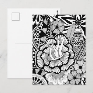 What’s Next? – Black and White Surreal Hand-Drawn Postcard