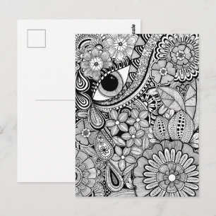 What’s Next? – Black and White Surreal Hand-Drawn Postcard