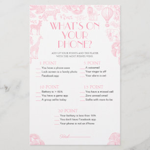 What’s on your phone Baby Shower Game Card