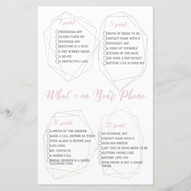 What’s on your Phone Botanical Bridal Shower Game (Front)