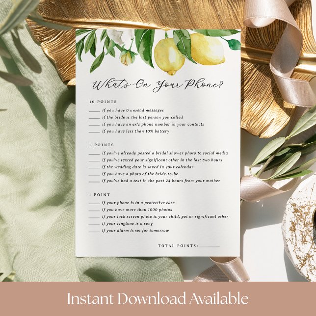 “What’s On Your Phone” Bridal Shower Game Card (Creator Uploaded)