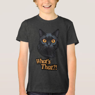 What’s That?! Surprised Black Cat with Orange Eyes Tri-Blend Shirt