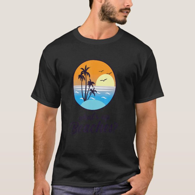 What´s Up Beaches Palm Tree Sunglasses Sea Cool Pu T-Shirt (Front)