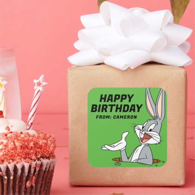 WHAT’S UP DOC?™ BUGS BUNNY™ | Happy Birthday Square Sticker (Party)
