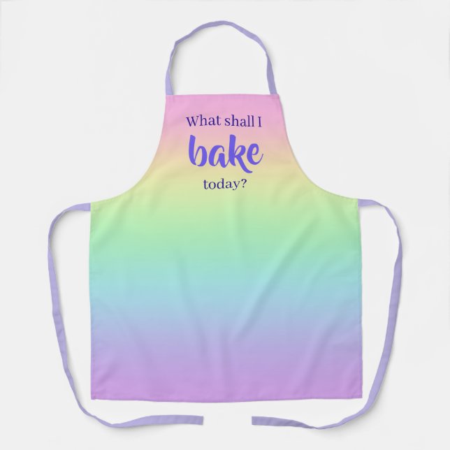 What Shall I Bake Today? Pastel Rainbow Apron (Front)