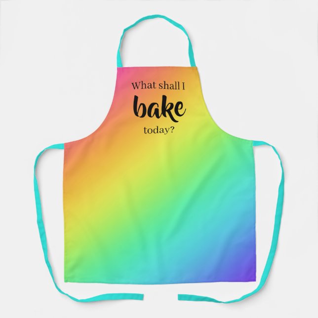 What Shall I Bake Today? Rainbow Gradient Apron (Front)