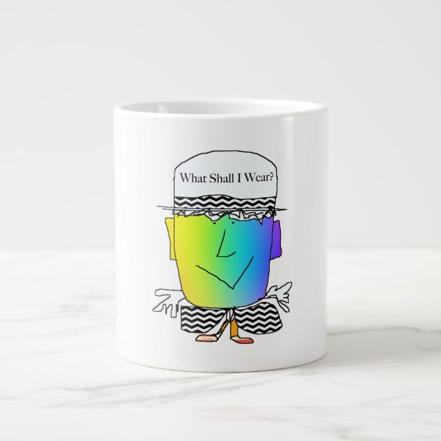 What Shall I Wear? Comic Funny  Large Coffee Mug (Front)
