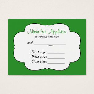 What Size is My Child Wearing Now? Gift idea cards