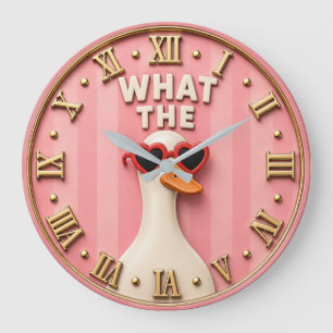 What The Duck Funny Goose with Heart Sunglasses Large Clock