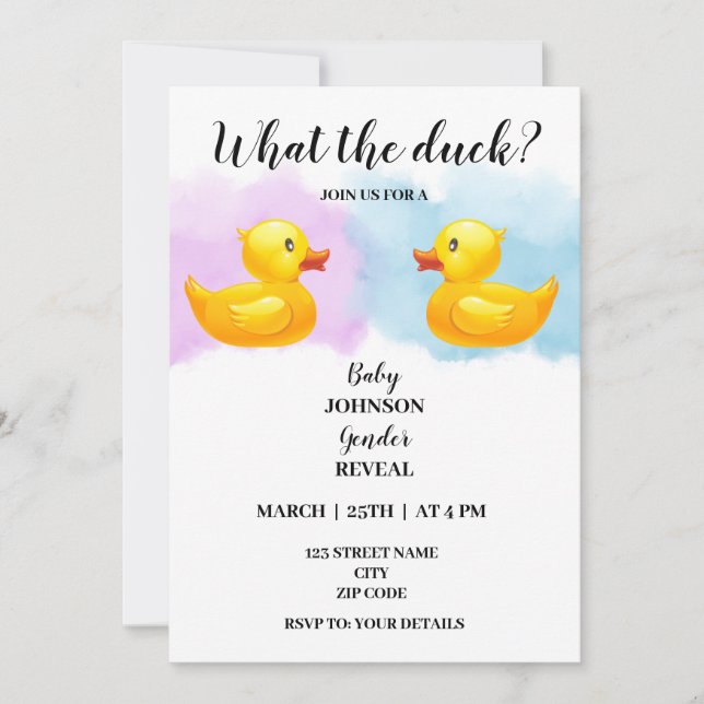 What the duck is it gender reveal invitation (Front)