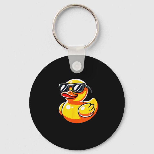 What The Duck Owner I Love Ducks Lover Funny Rubbe Key Ring (Front)