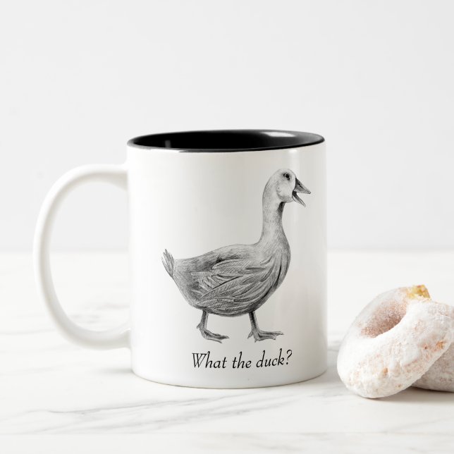 What the Duck? Two-Tone Coffee Mug (With Donut)