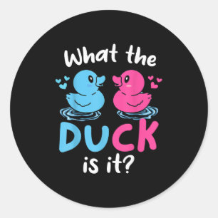 What The Ducks Is It Baby Gender Reveal Party Baby Classic Round Sticker