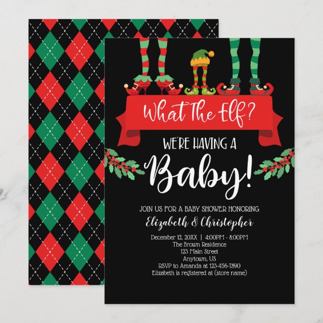 What The Elf Christmas Baby Shower Announcement (Front/Back)