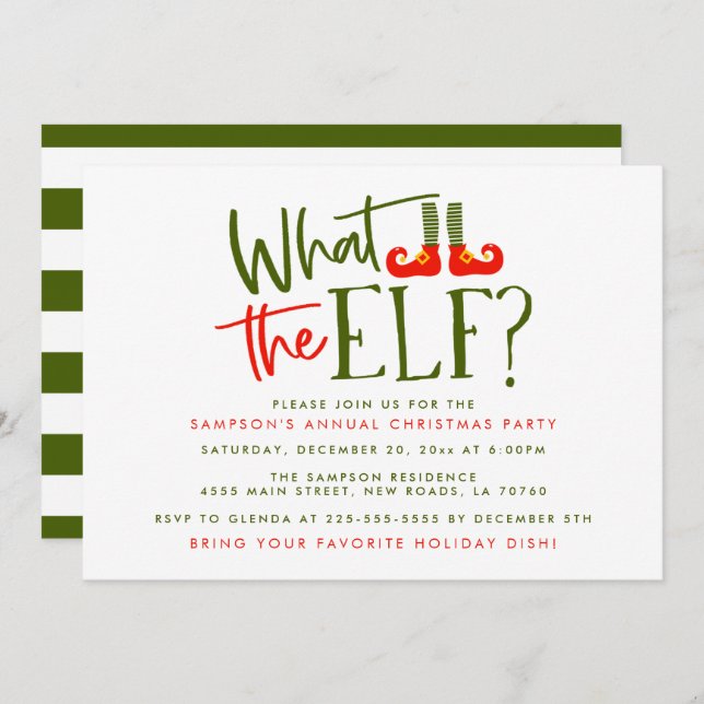 What The Elf Christmas Party Invitations (Front/Back)