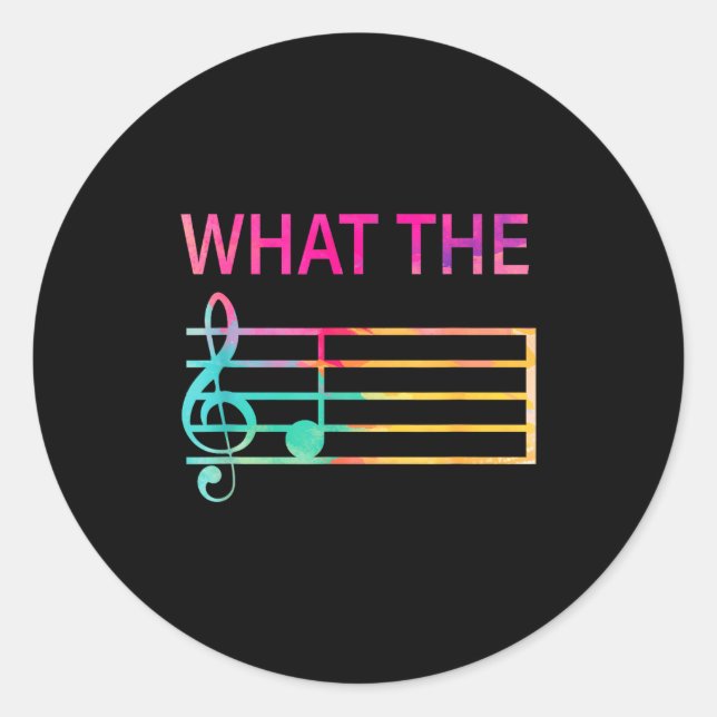What The F Music Funny Clef Note Music Humor Music Classic Round Sticker (Front)