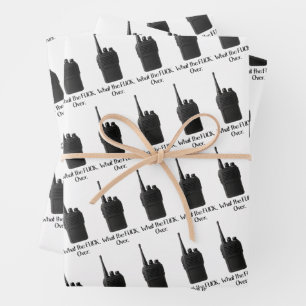 What The Fu*k Over Funny Walkie Talkie Icon Wrapping Paper Sheet