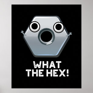 What The Hex Funny Hexagon Shape Pun Dark BG Poster