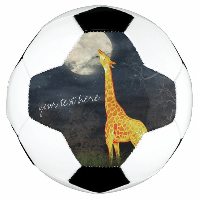 What the moon tastes like? Giraffe and Moon Soccer Football (Front)
