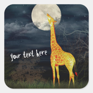 What the moon tastes like? Giraffe and Moon Sticke Square Sticker