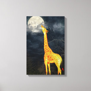 What the moon tastes like? Giraffe & Moon   Canvas Print