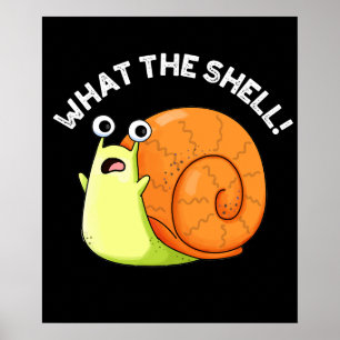 What The Shell Funny Snail Pun Dark BG Poster