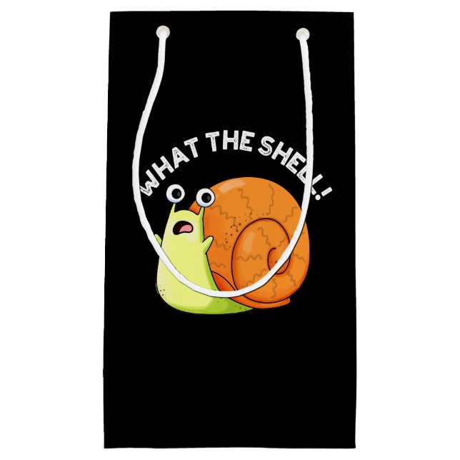 What The Shell Funny Snail Pun Dark BG Small Gift Bag (Front)