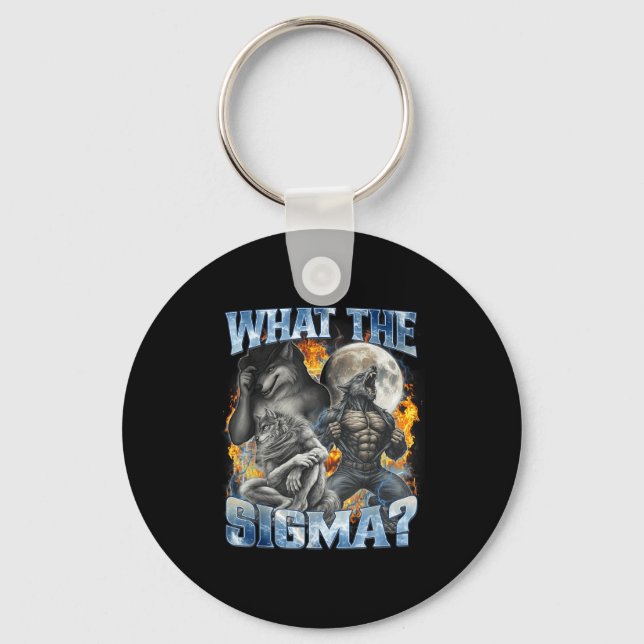 What The Sigma Cool Funny Alpha Wolf Werewolf Boot Key Ring (Front)