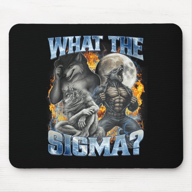 What The Sigma Cool Funny Alpha Wolf Werewolf Boot Mouse Mat (Front)