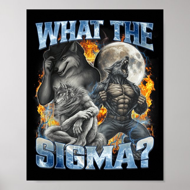 What The Sigma Cool Funny Alpha Wolf Werewolf Boot Poster (Front)