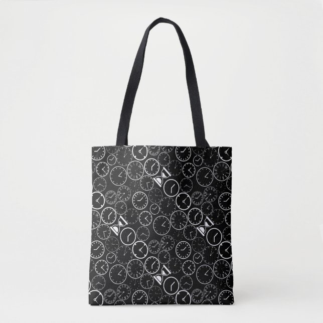 What time is it.b L Black BG Tote Bag (Front)